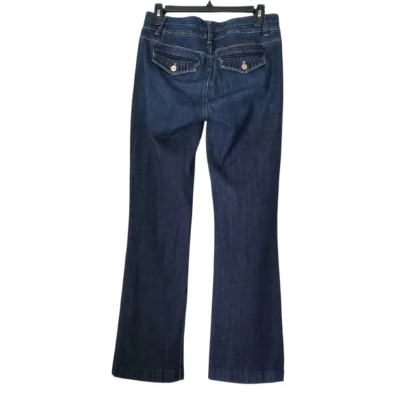 White House Black Market Womens Blanc Trouser Wide Leg Blue Denim Jeans Size 4R - Picture 6 of 8